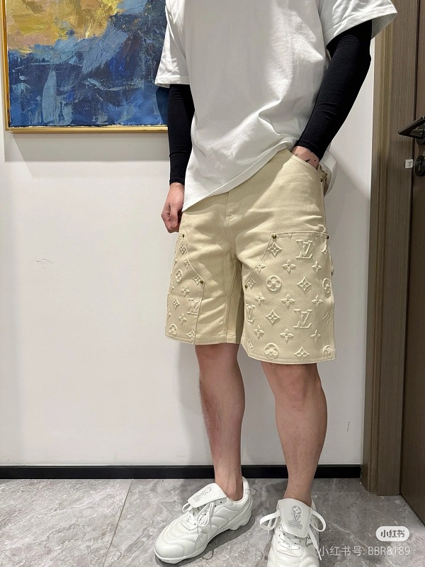 LOUIS VUITTON Embossed Monogram Denim Shorts Style 1