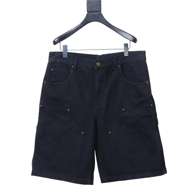 LOUIS VUITTON Embossed Monogram Denim Shorts Style 3 01