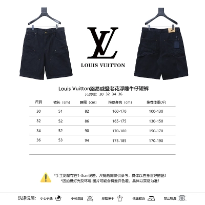 LOUIS VUITTON Embossed Monogram Denim Shorts Style 3 02