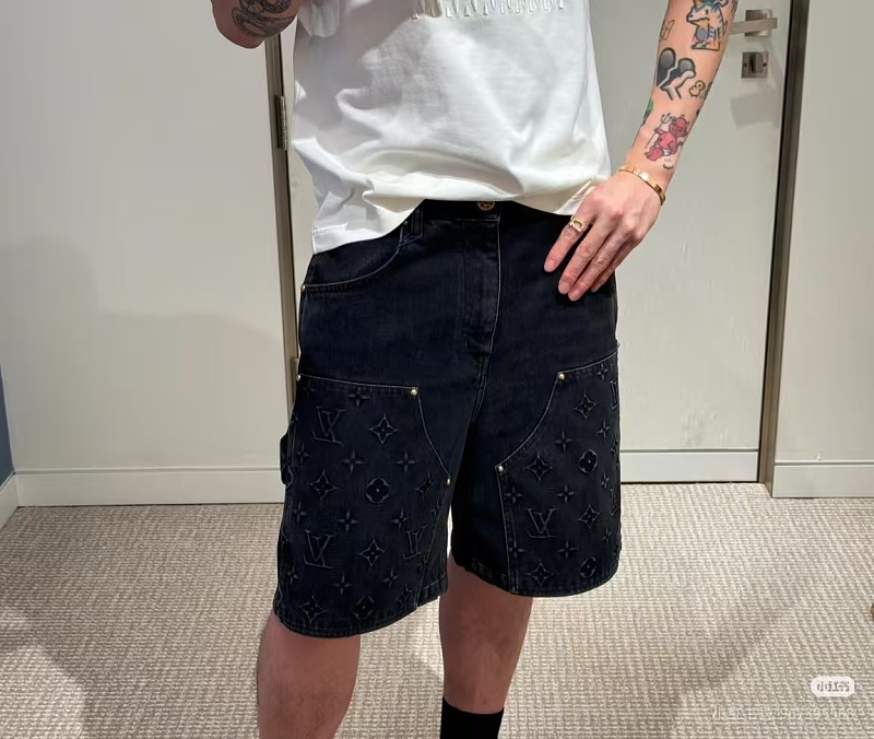 LOUIS VUITTON Embossed Monogram Denim Shorts Style 3