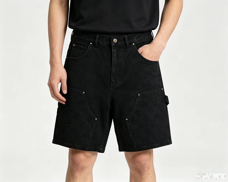 LOUIS VUITTON Embossed Monogram Denim Shorts Style 3