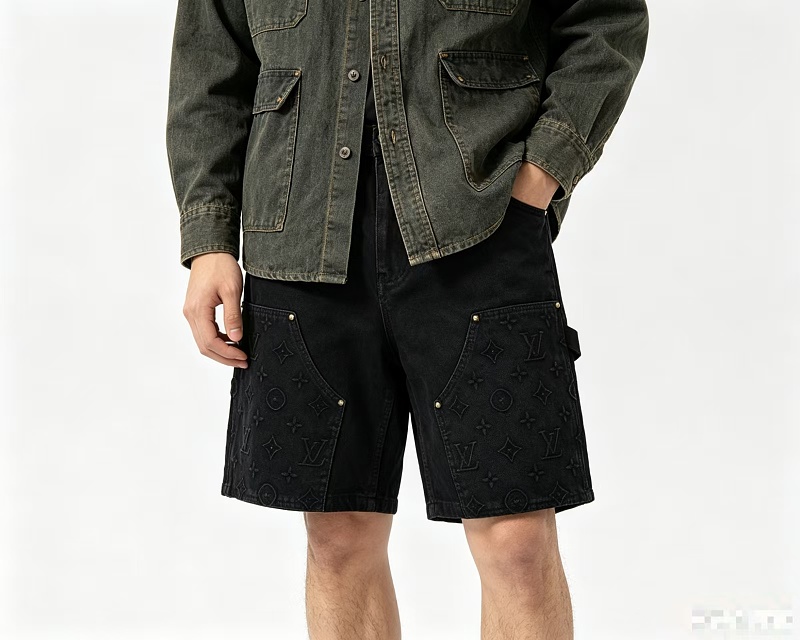 LOUIS VUITTON Embossed Monogram Denim Shorts Style 3