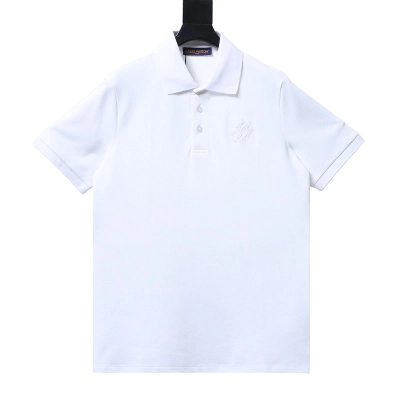 LOUIS VUITTON Embroidery Black Short Sleeve Polo Shirt 01