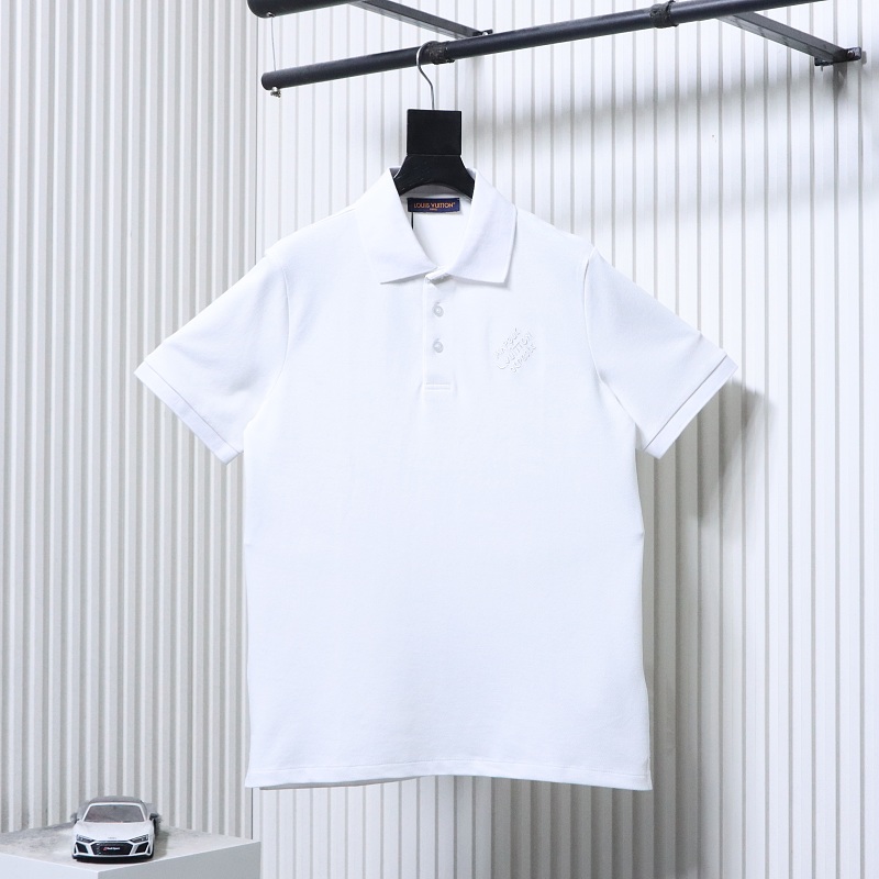 LOUIS VUITTON Embroidery Black Short Sleeve Polo Shirt