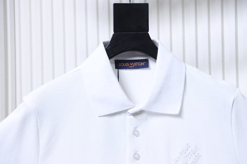 LOUIS VUITTON Embroidery Black Short Sleeve Polo Shirt