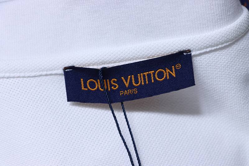 LOUIS VUITTON Embroidery Black Short Sleeve Polo Shirt