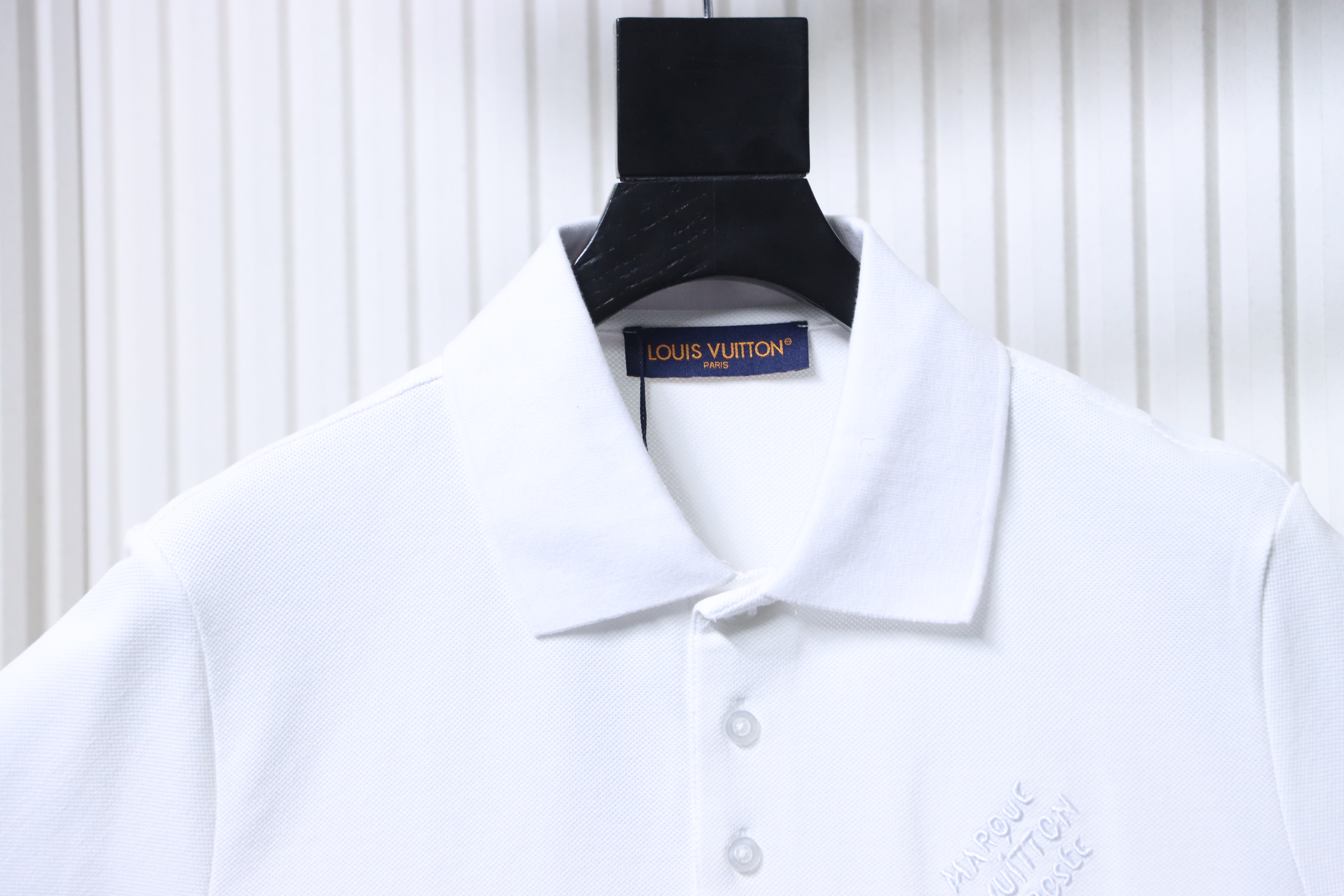 LOUIS VUITTON Embroidery Black Short Sleeve Polo Shirt