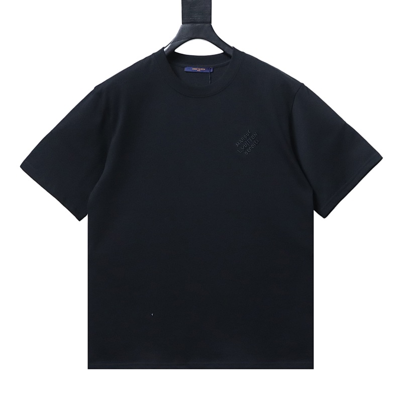 LOUIS VUITTON Embroidery Black White Short Sleeve T-Shirt
