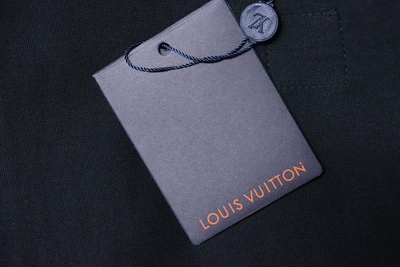 LOUIS VUITTON Embroidery Black White Short Sleeve T-Shirt