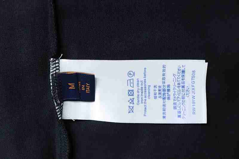 LOUIS VUITTON Embroidery Black White Short Sleeve T-Shirt