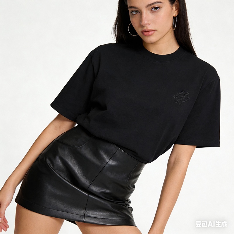 LOUIS VUITTON Embroidery Black White Short Sleeve T-Shirt