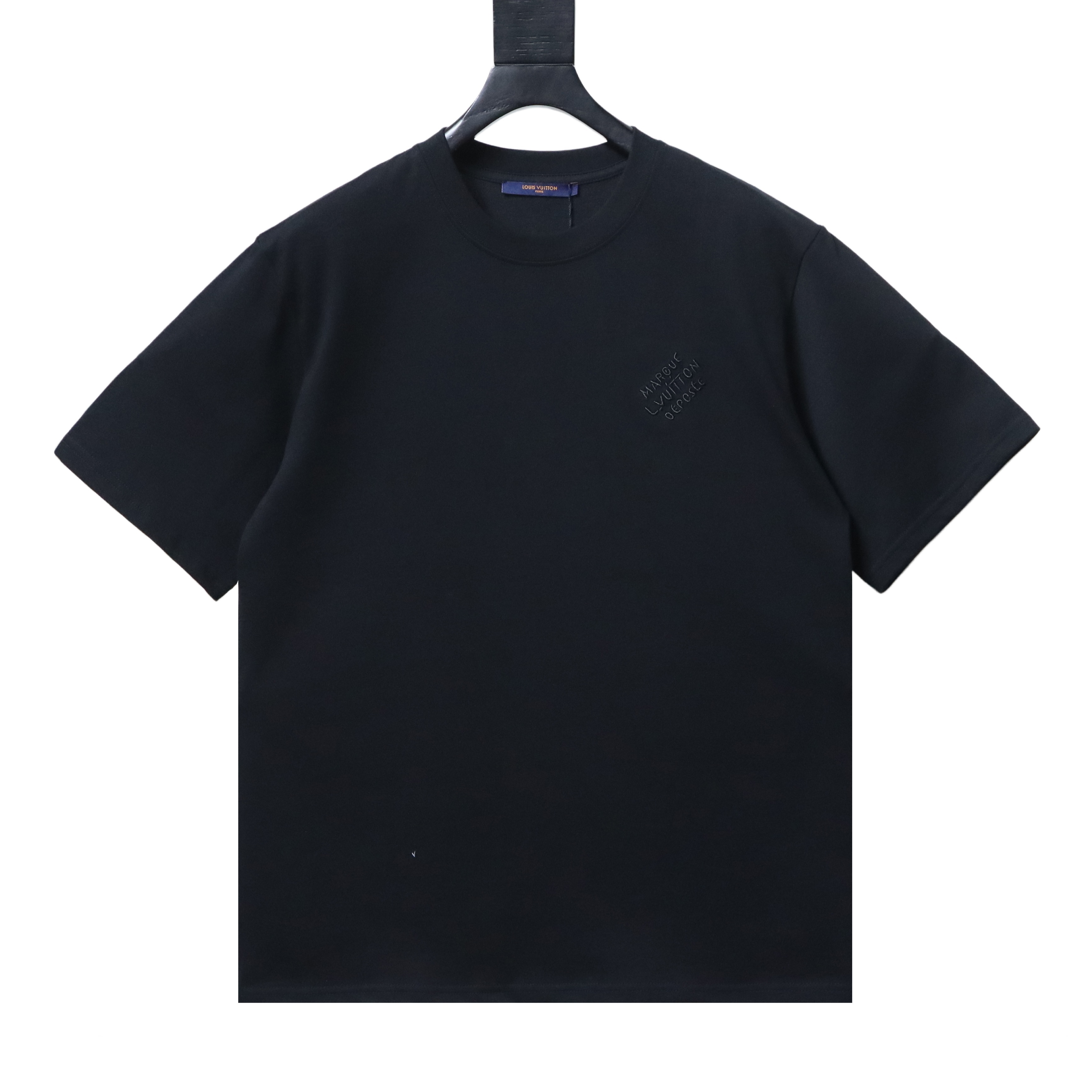 LOUIS VUITTON Embroidery Black White Short Sleeve T-Shirt