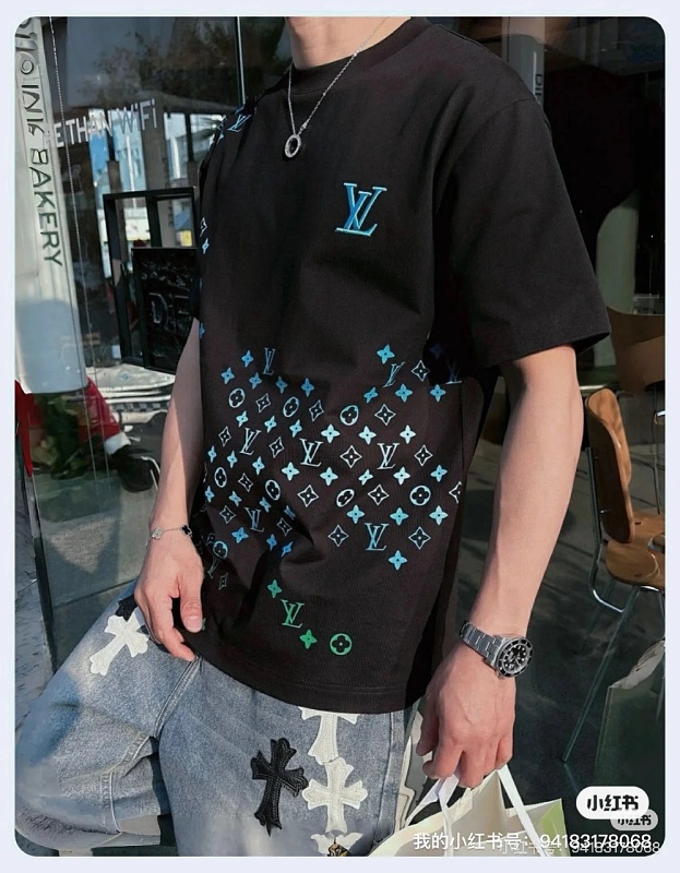LOUIS VUITTON Embroidery Gradient Short Sleeve T-Shirt