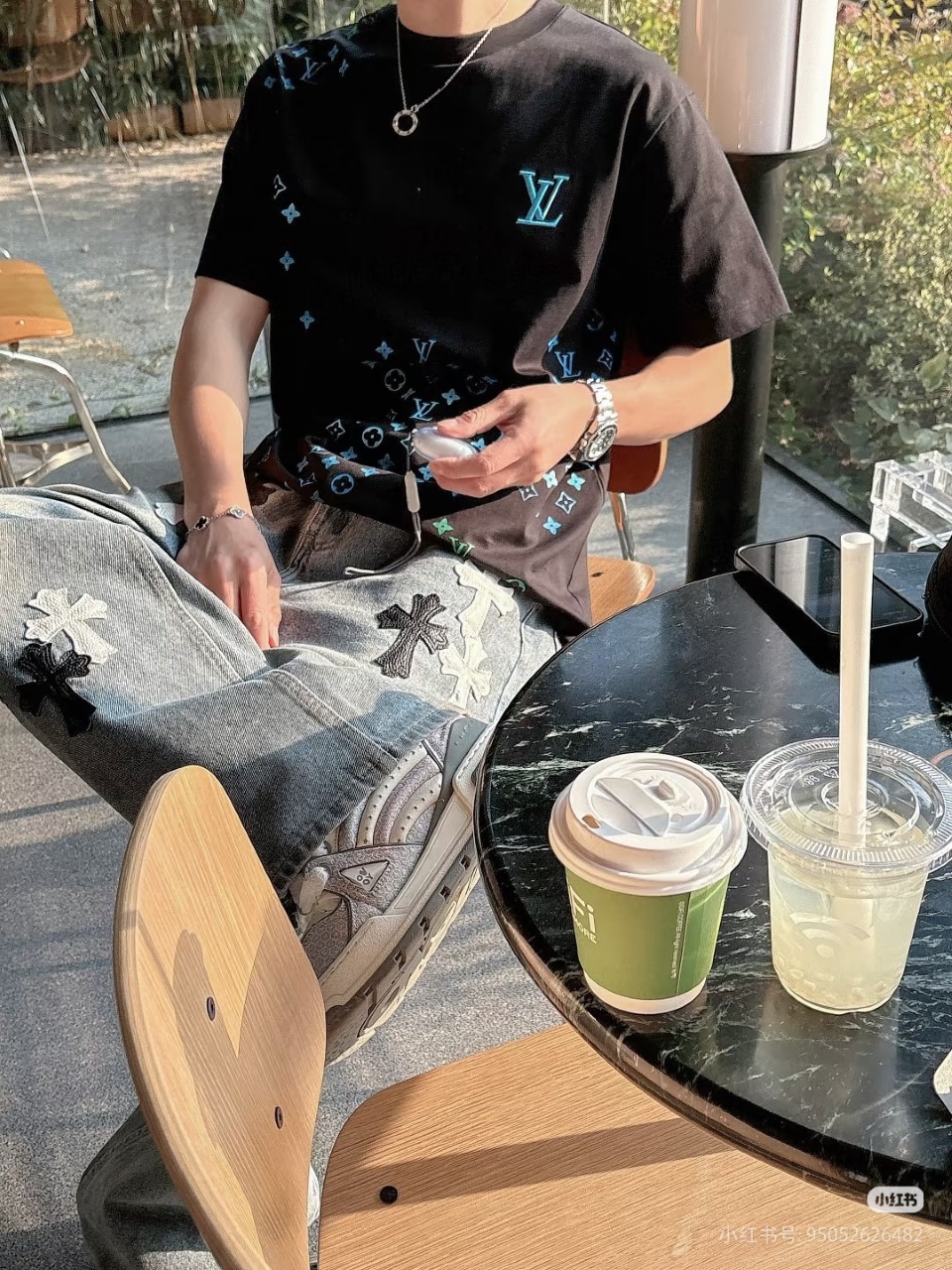 LOUIS VUITTON Embroidery Gradient Short Sleeve T-Shirt