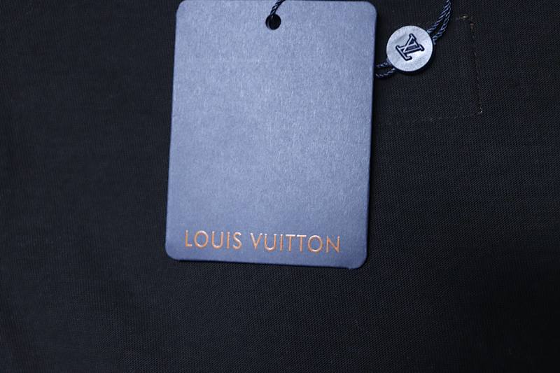 LOUIS VUITTON Embroidery Logo Black White Short Sleeve T-Shirt