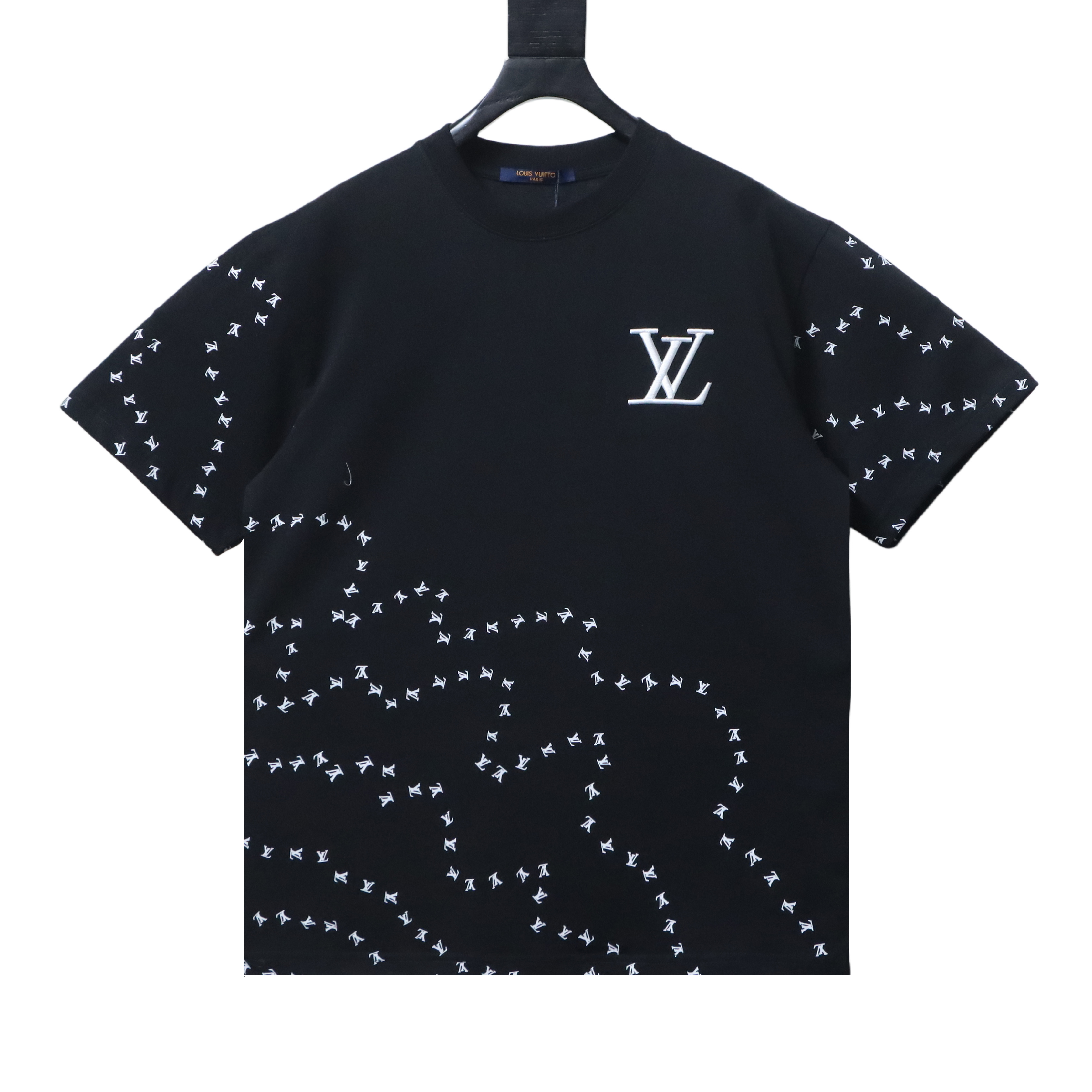 LOUIS VUITTON Embroidery Logo Black White Short Sleeve T-Shirt