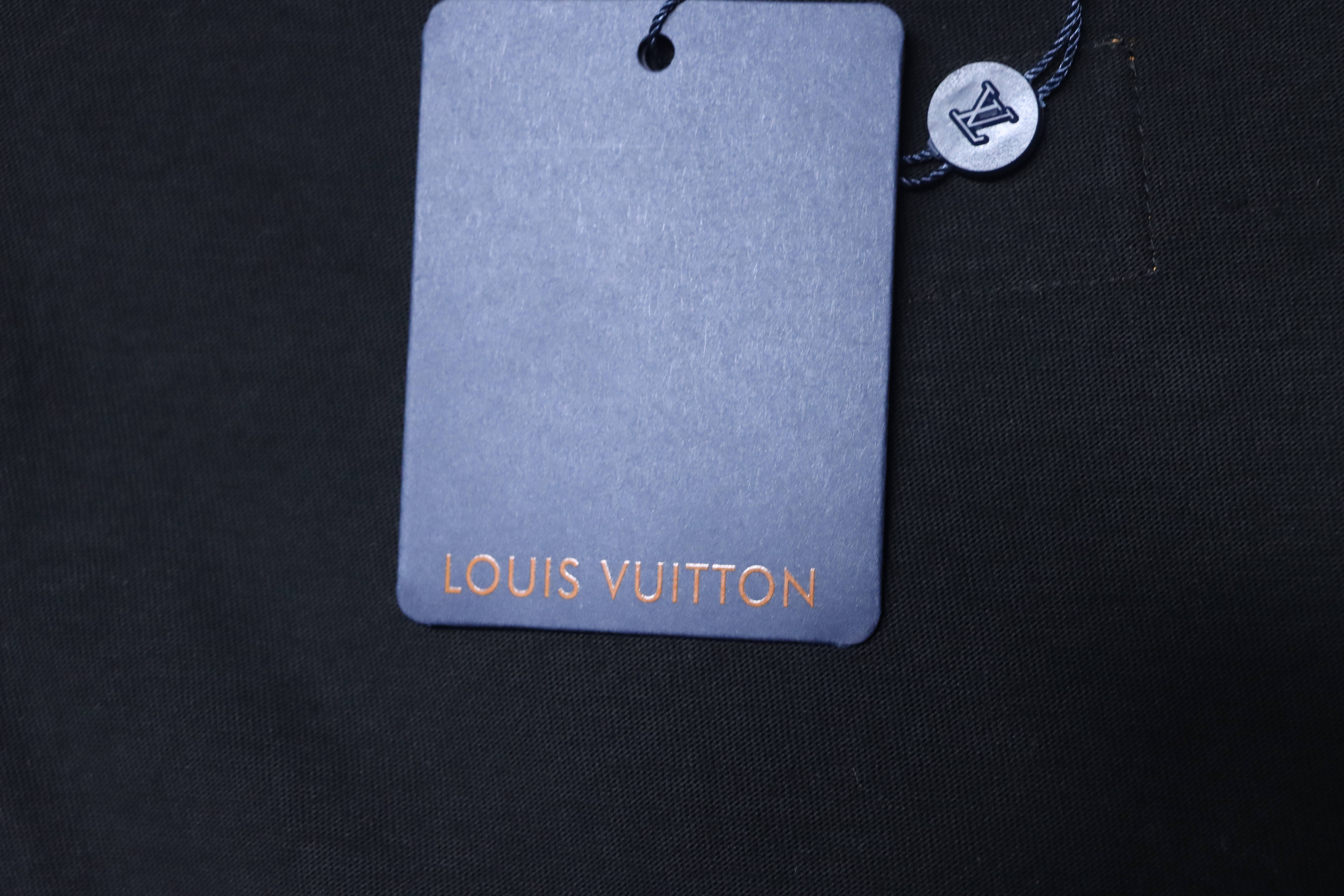 LOUIS VUITTON Embroidery Logo Black White Short Sleeve T-Shirt