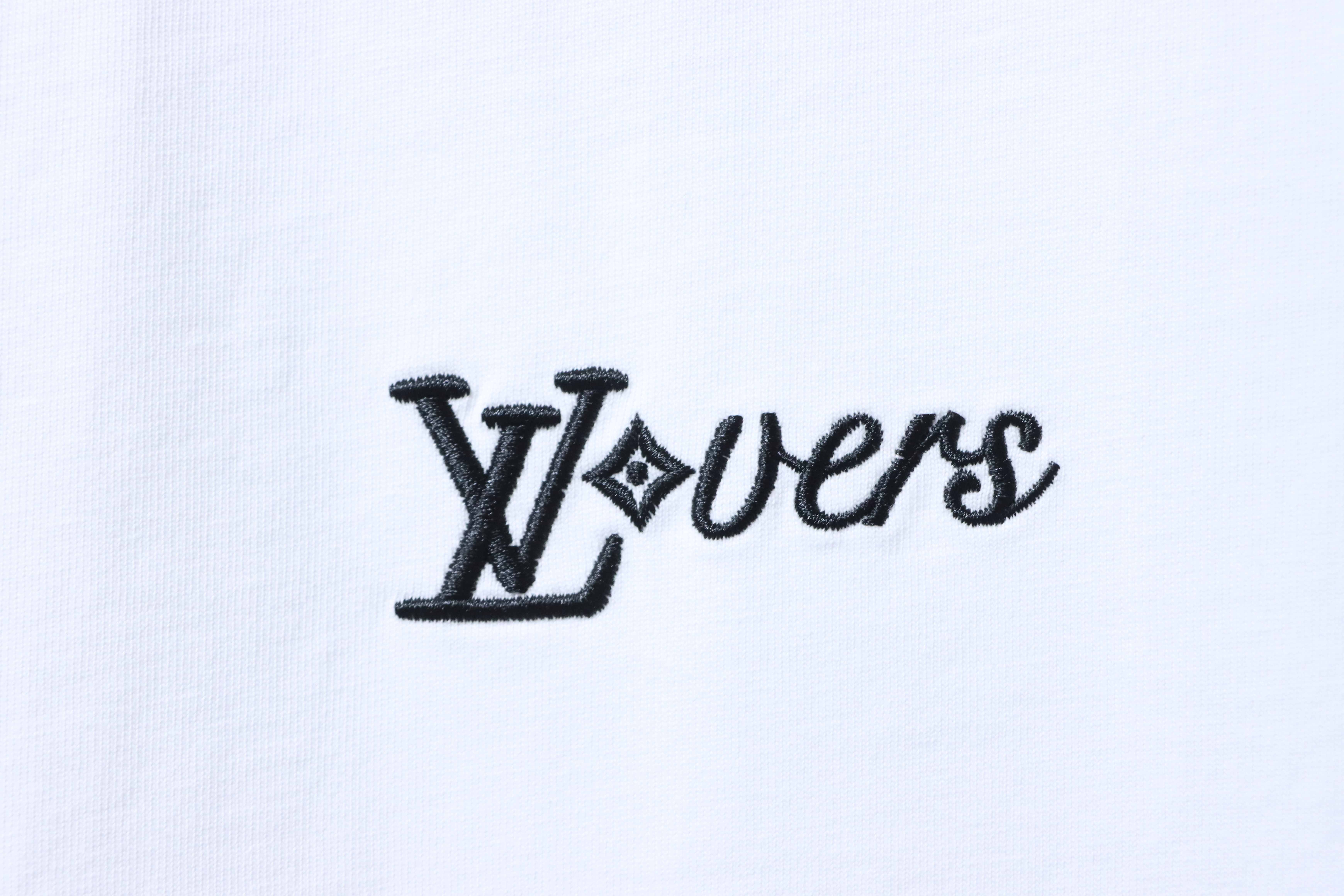LOUIS VUITTON Embroidery Logo Short Sleeve T-Shirt Style 1