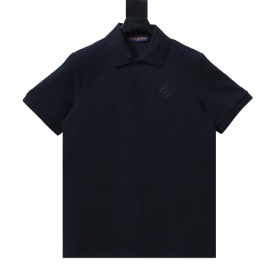 LOUIS VUITTON Embroidery White Short Sleeve Polo Shirt 01