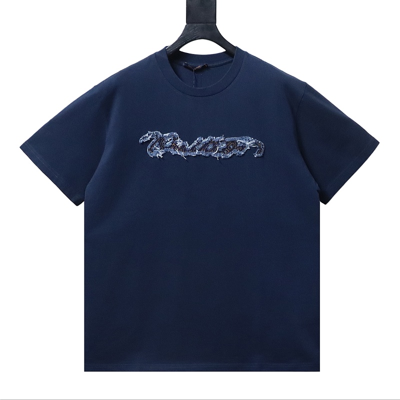 LOUIS VUITTON FW26 Denim Applique Logo Short Sleeve T-Shirt