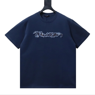 LOUIS VUITTON FW26 Denim Applique Logo Short Sleeve T-Shirt 01