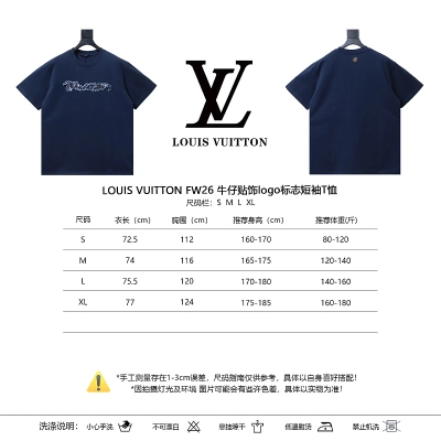LOUIS VUITTON FW26 Denim Applique Logo Short Sleeve T-Shirt 02