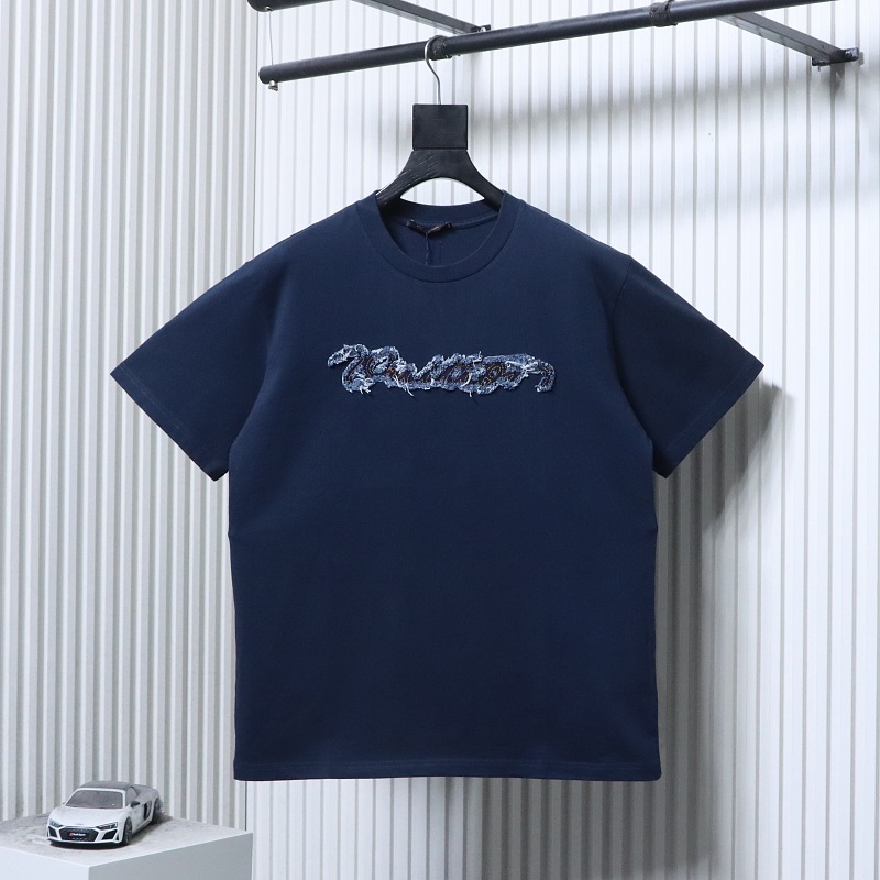 LOUIS VUITTON FW26 Denim Applique Logo Short Sleeve T-Shirt