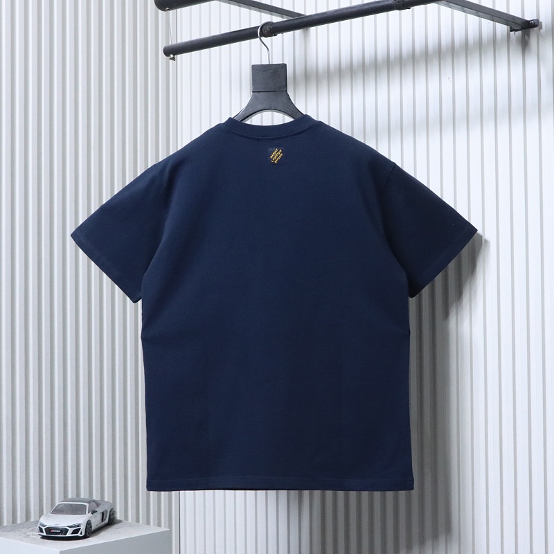 LOUIS VUITTON FW26 Denim Applique Logo Short Sleeve T-Shirt