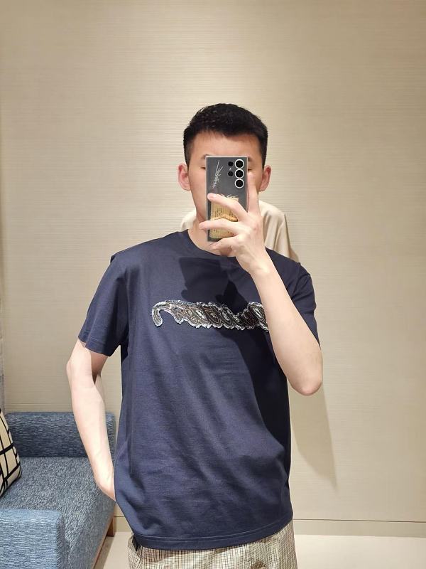 LOUIS VUITTON FW26 Denim Applique Logo Short Sleeve T-Shirt