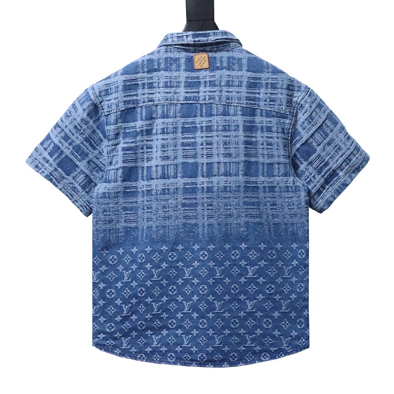 LOUIS VUITTON Gradient Denim Short Sleeve T-Shirt