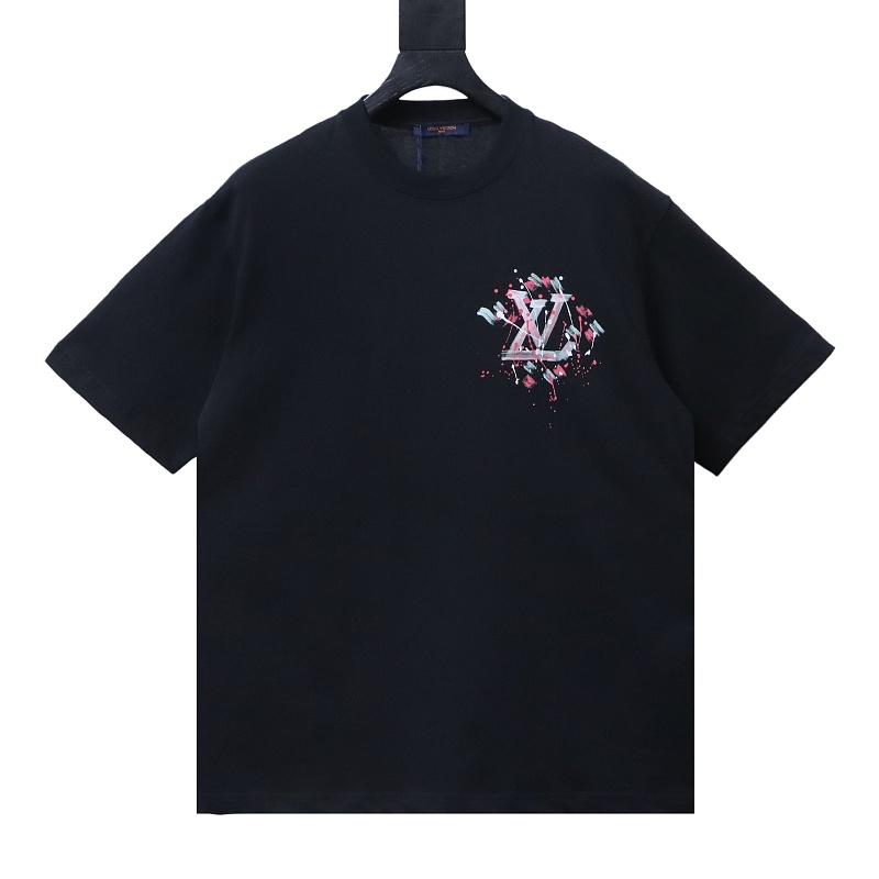 LOUIS VUITTON Graffiti Hand-Drawn Logo Black Short Sleeve T-Shirt
