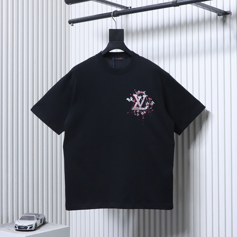 LOUIS VUITTON Graffiti Hand-Drawn Logo Black Short Sleeve T-Shirt