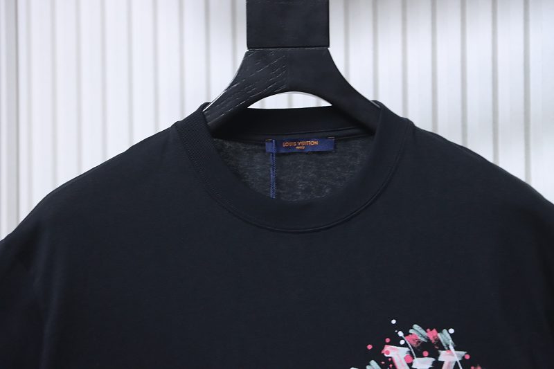 LOUIS VUITTON Graffiti Hand-Drawn Logo Black Short Sleeve T-Shirt