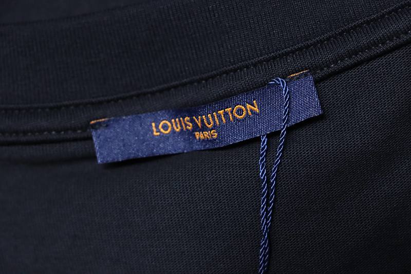 LOUIS VUITTON Graffiti Hand-Drawn Logo Black Short Sleeve T-Shirt