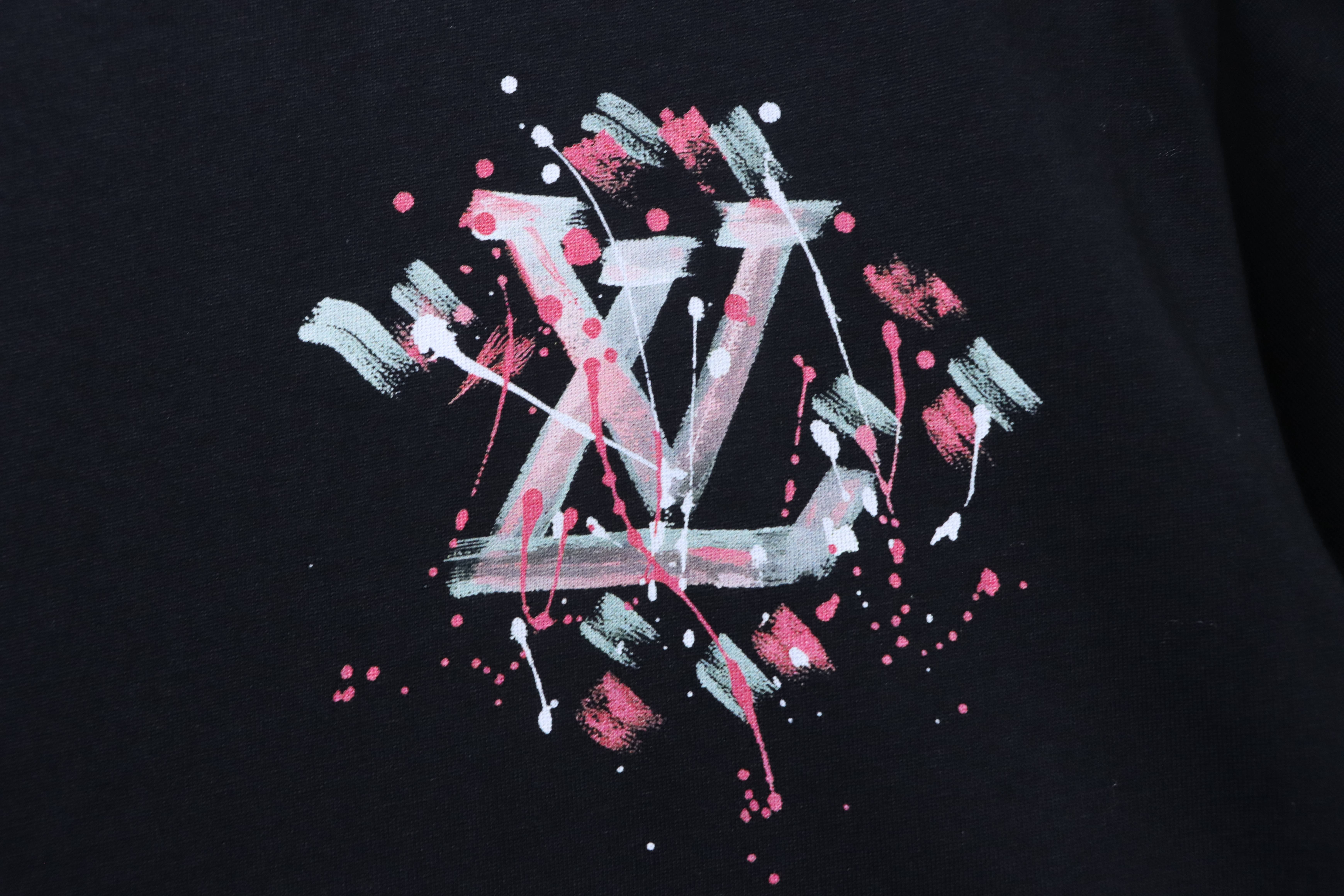 LOUIS VUITTON Graffiti Hand-Drawn Logo Black Short Sleeve T-Shirt