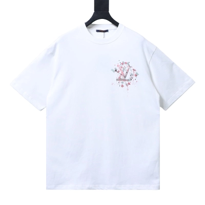 LOUIS VUITTON Graffiti Hand-Drawn Logo White Short Sleeve T-Shirt 01