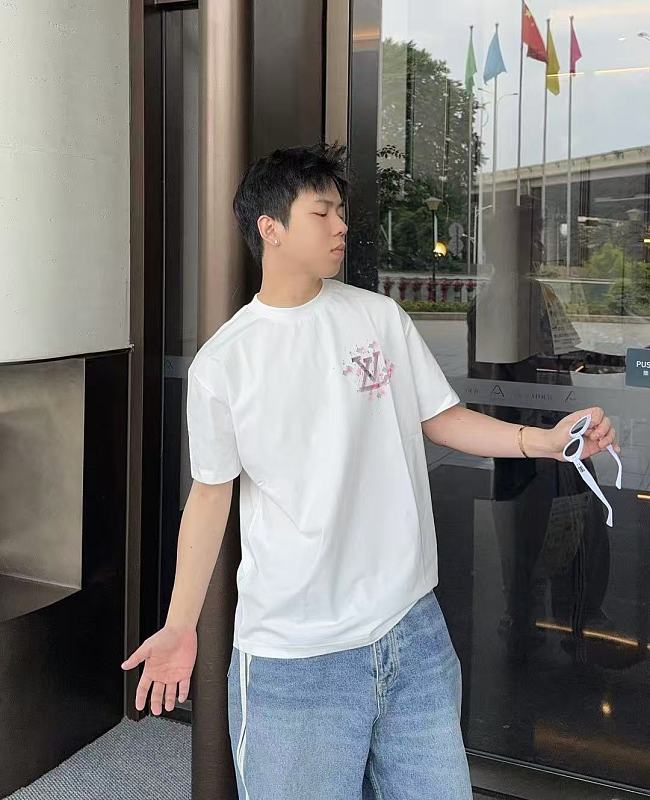 LOUIS VUITTON Graffiti Hand-Drawn Logo White Short Sleeve T-Shirt