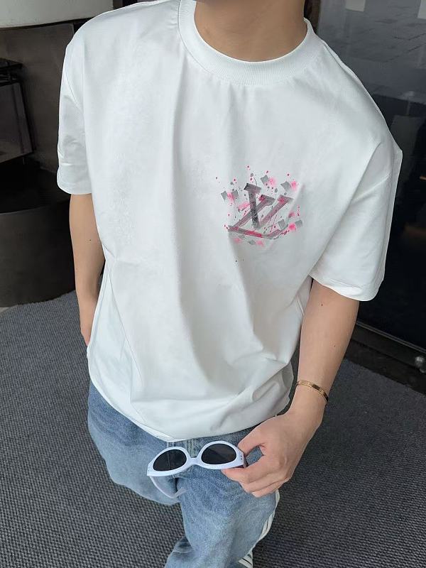 LOUIS VUITTON Graffiti Hand-Drawn Logo White Short Sleeve T-Shirt