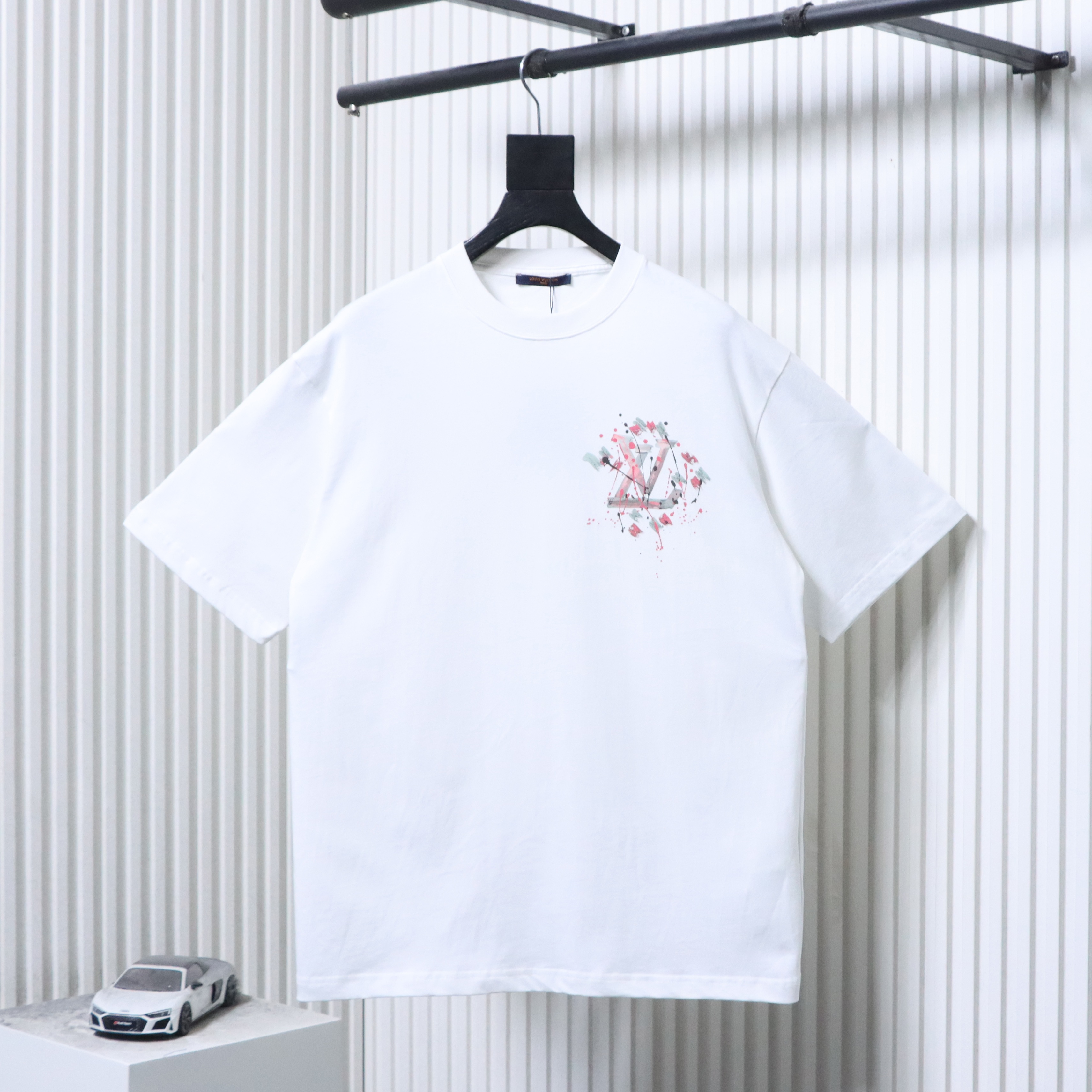 LOUIS VUITTON Graffiti Hand-Drawn Logo White Short Sleeve T-Shirt