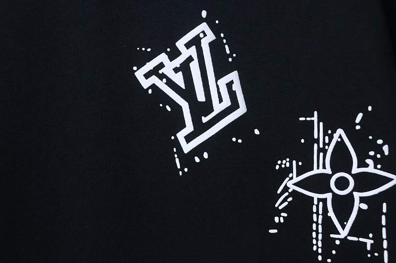 LOUIS VUITTON Graffiti Hand-Drawn Monogram Black White Short Sleeve T-Shirt