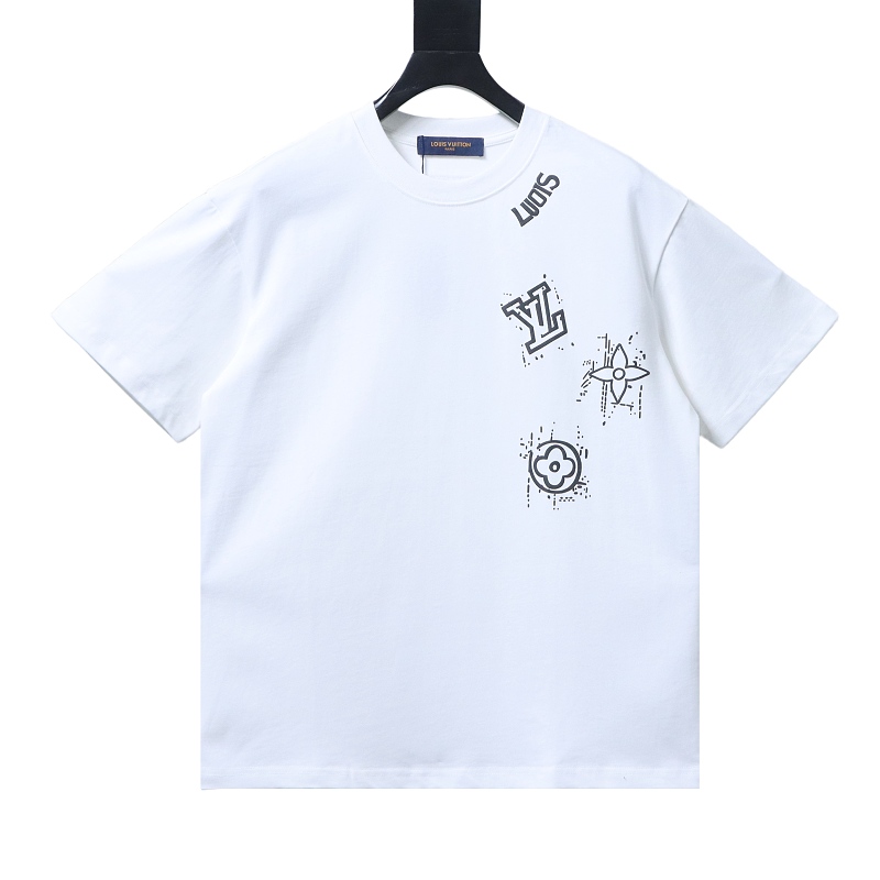LOUIS VUITTON Graffiti Hand-Drawn Monogram Short Sleeve T-Shirt Style 2