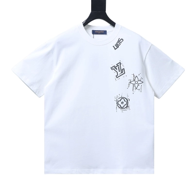LOUIS VUITTON Graffiti Hand-Drawn Monogram Short Sleeve T-Shirt Style 2 01