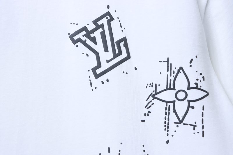 LOUIS VUITTON Graffiti Hand-Drawn Monogram Short Sleeve T-Shirt Style 2