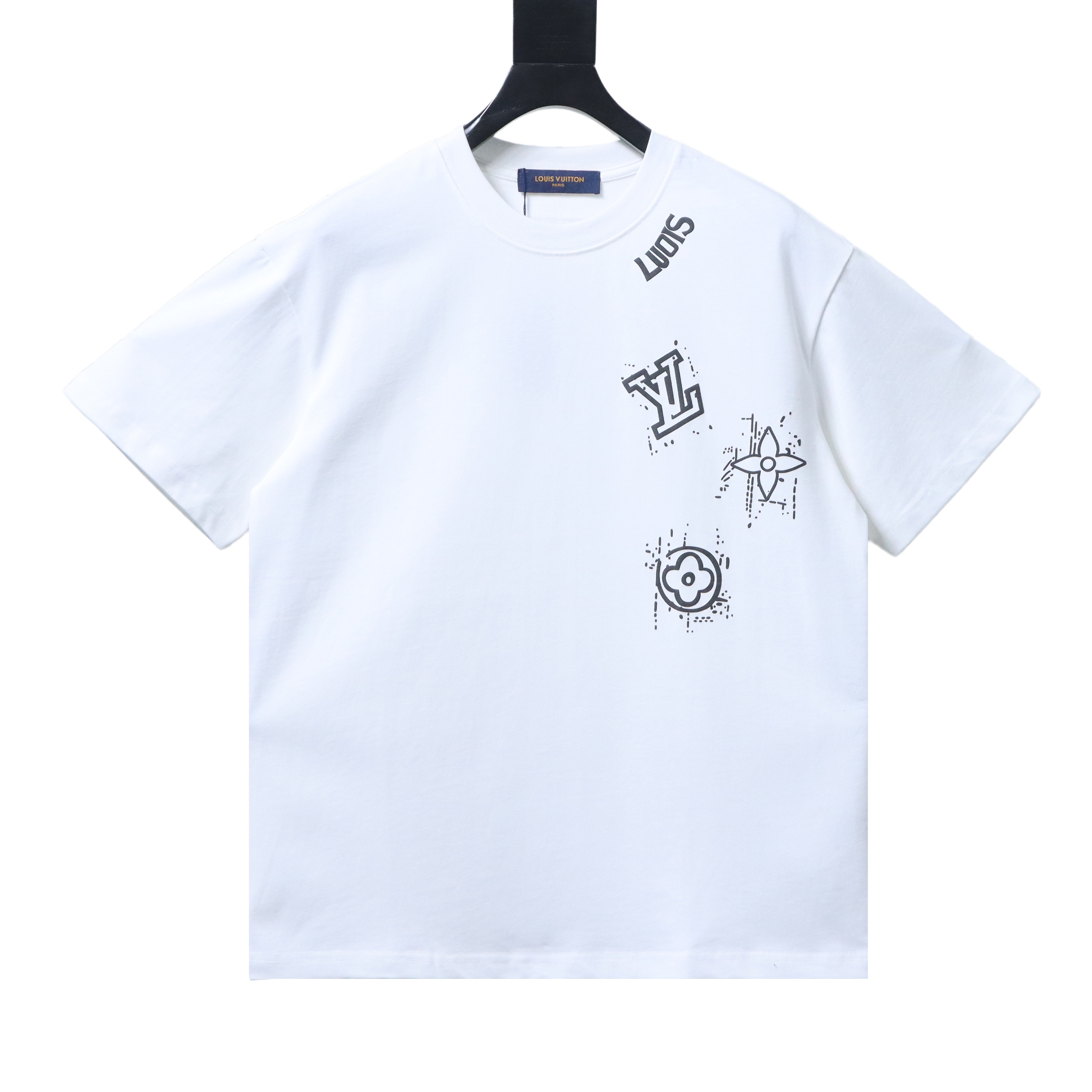LOUIS VUITTON Graffiti Hand-Drawn Monogram Short Sleeve T-Shirt Style 2