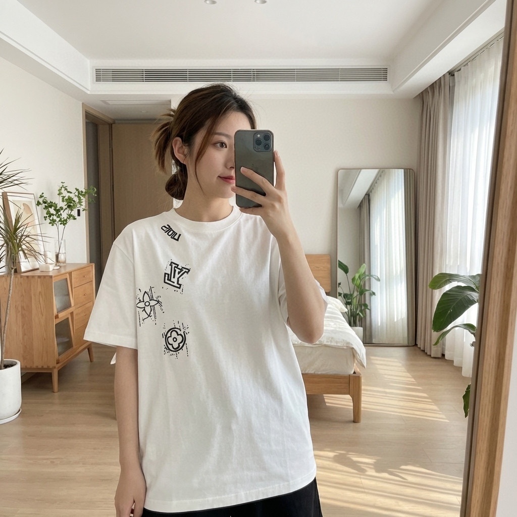 LOUIS VUITTON Graffiti Hand-Drawn Monogram Short Sleeve T-Shirt Style 2