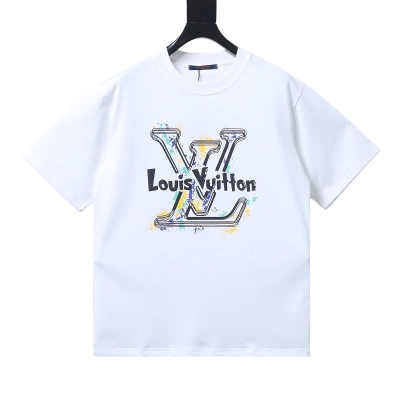 LOUIS VUITTON Graffiti Print Logo Black White Short Sleeve T-Shirt 01