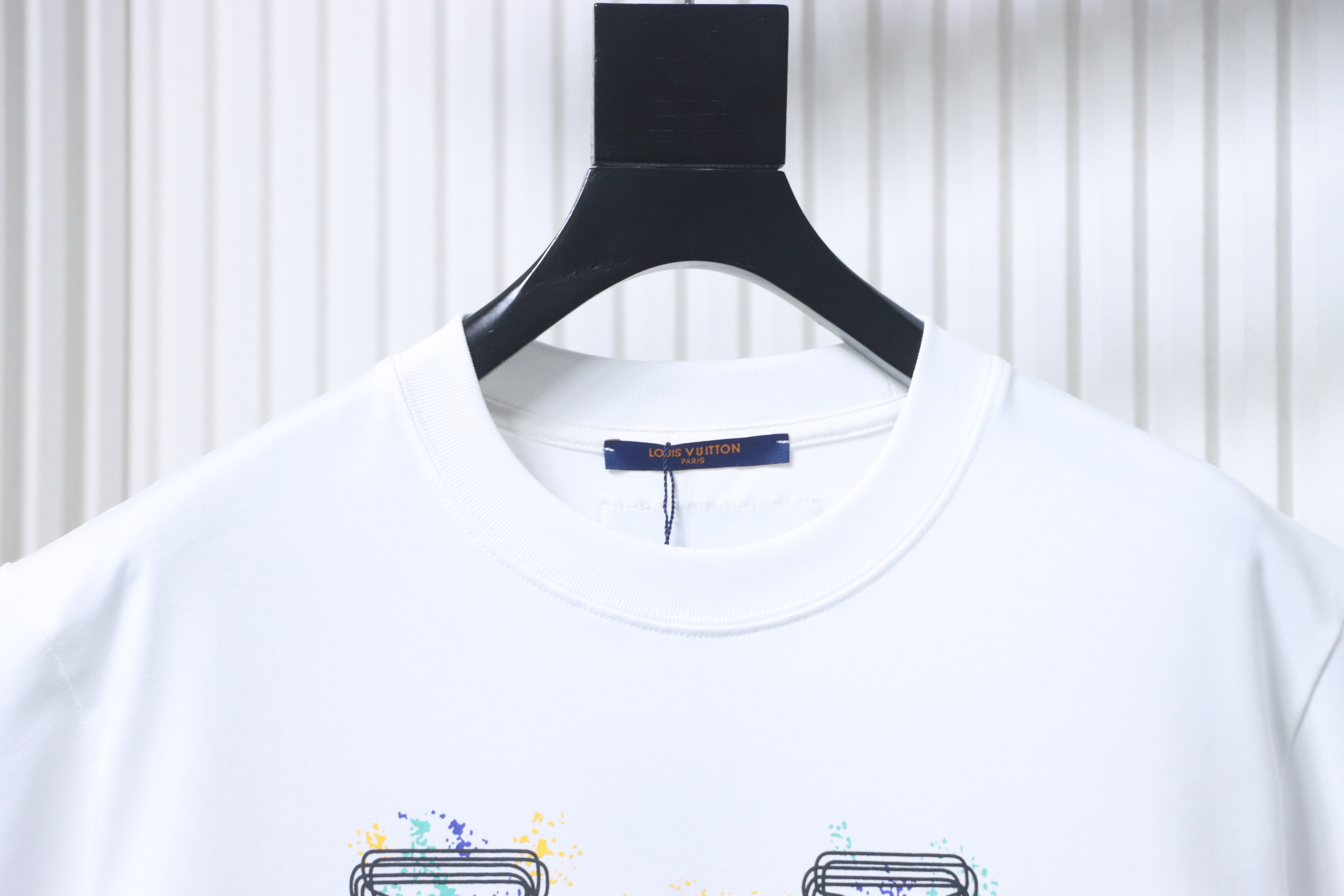 LOUIS VUITTON Graffiti Print Logo Black White Short Sleeve T-Shirt