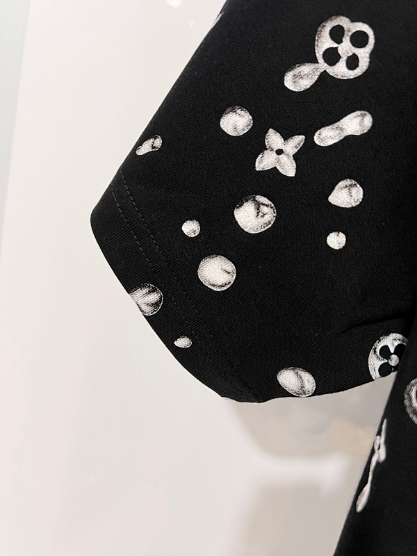 LOUIS VUITTON High Quality 320g Crew Neck Black White Short Sleeve T-Shirt Style 1
