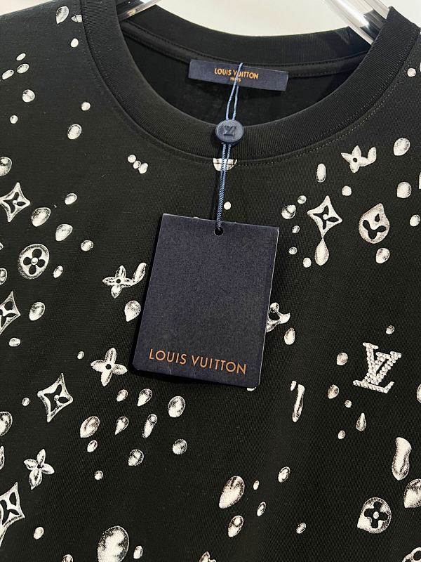 LOUIS VUITTON High Quality 320g Crew Neck Black White Short Sleeve T-Shirt Style 1