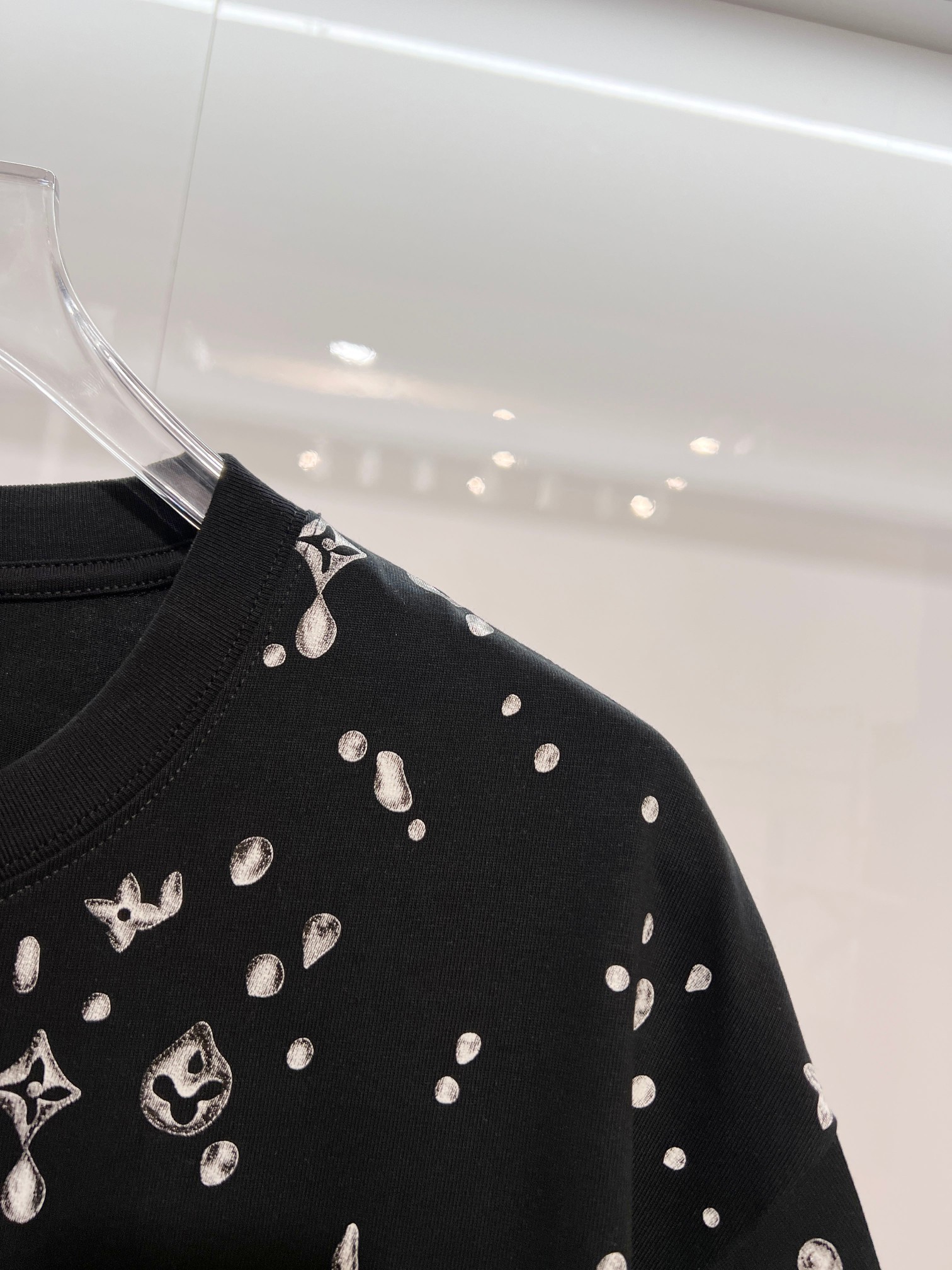 LOUIS VUITTON High Quality 320g Crew Neck Black White Short Sleeve T-Shirt Style 1